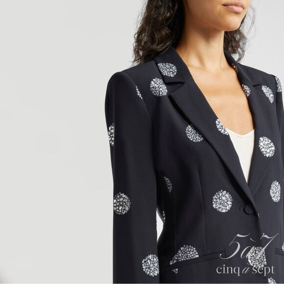 Cinq à Sept **NWT** Crystal Dot 'Karlie' Blazer in Black with Silver Rhinestones - Picture 5 of 16
